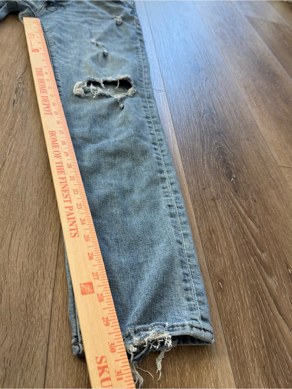 Abercrombie & Fitch Mens 32x32 Skinny Stretch Distressed Ripped Jeans Light Wash - Picture 6 of 9